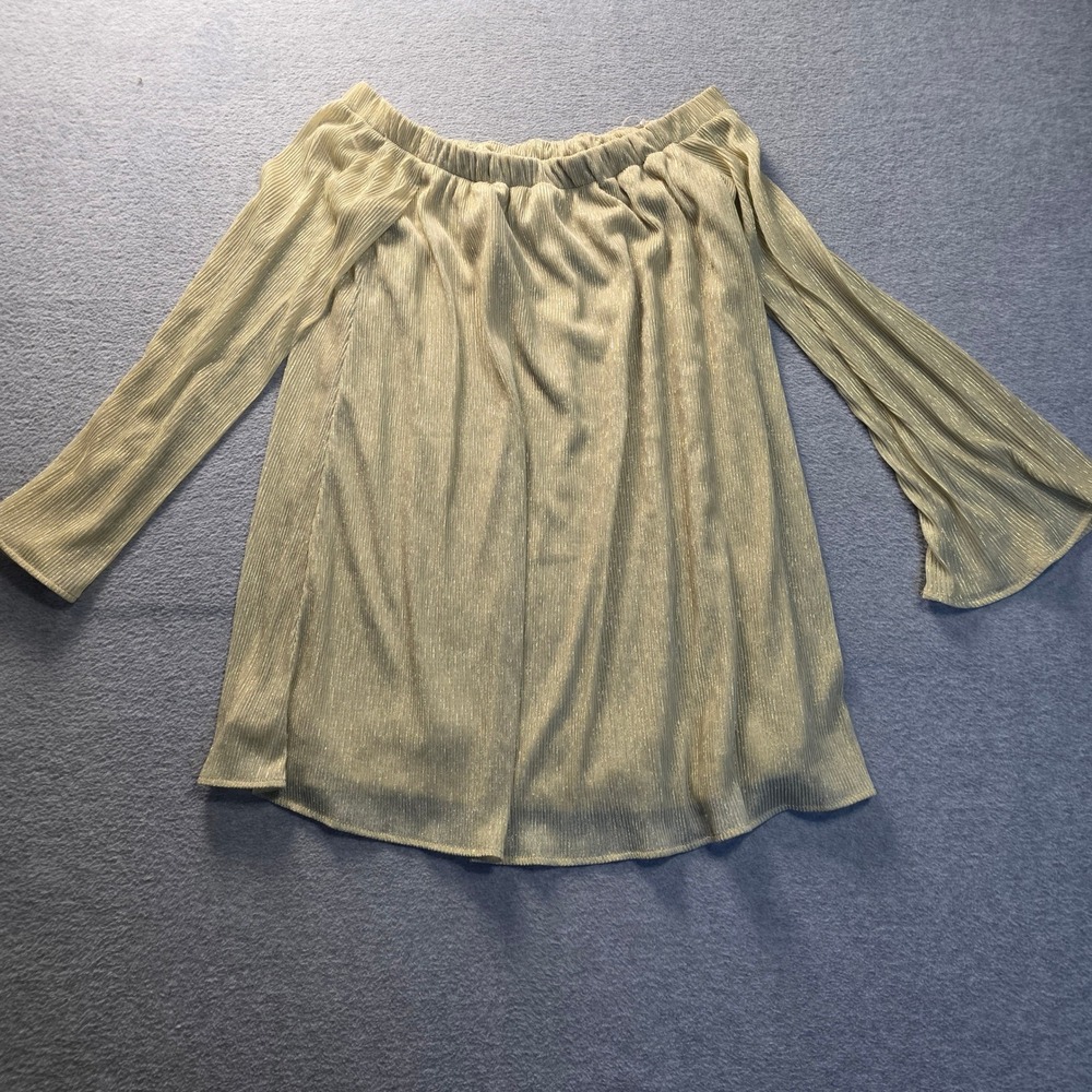 BDG Off Shoulder Blouse Womens Small Champagne Bell Sleeve‎ Peasant Top Textured